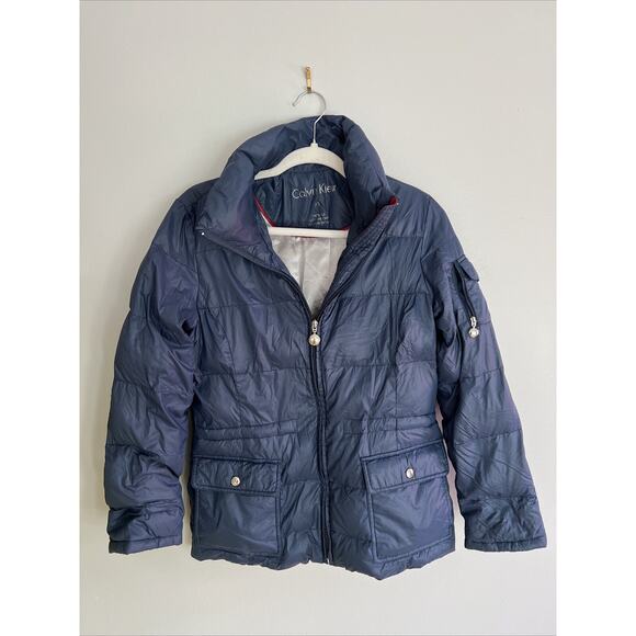 Calvin Klein Women XS Packable Lightweight Down Puffer Jacket Blue Extra Small - Picture 2 of 16
